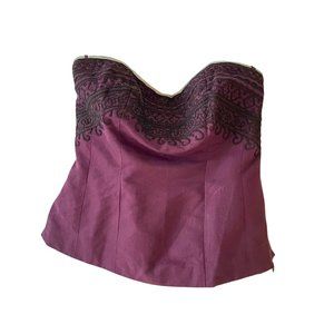 Vintage Y2K Coast Boned Tube Top Corset with Embroidery (Size 10)